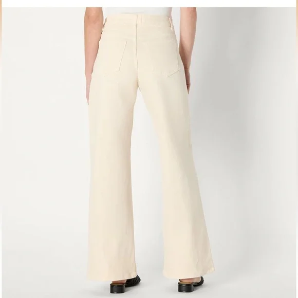 Amazon Essentials Wide Leg Cream Jeans Low Stretch Size 12 - Picture 3 of 9